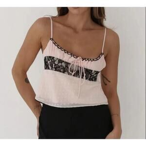 Rumored Camisole Tank Top Size Medium Pink with black lace